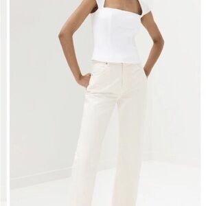 Reformation Abby High Rise ivory Straight Leg Jeans sz 26